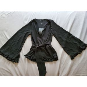 Black Flair Sleeve Blouse